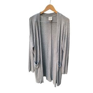 KNOX ROSE Women's Long Sleeves Long Gray Cardigan Sweater With Pockets I Size: L